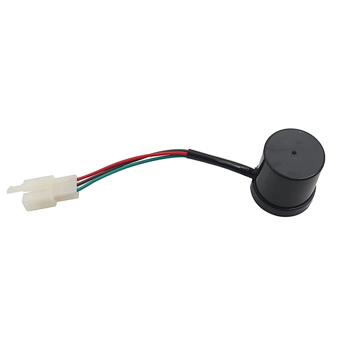Centrale clignotante cylindrique noire avec buzzer et connecteur à fils colorés