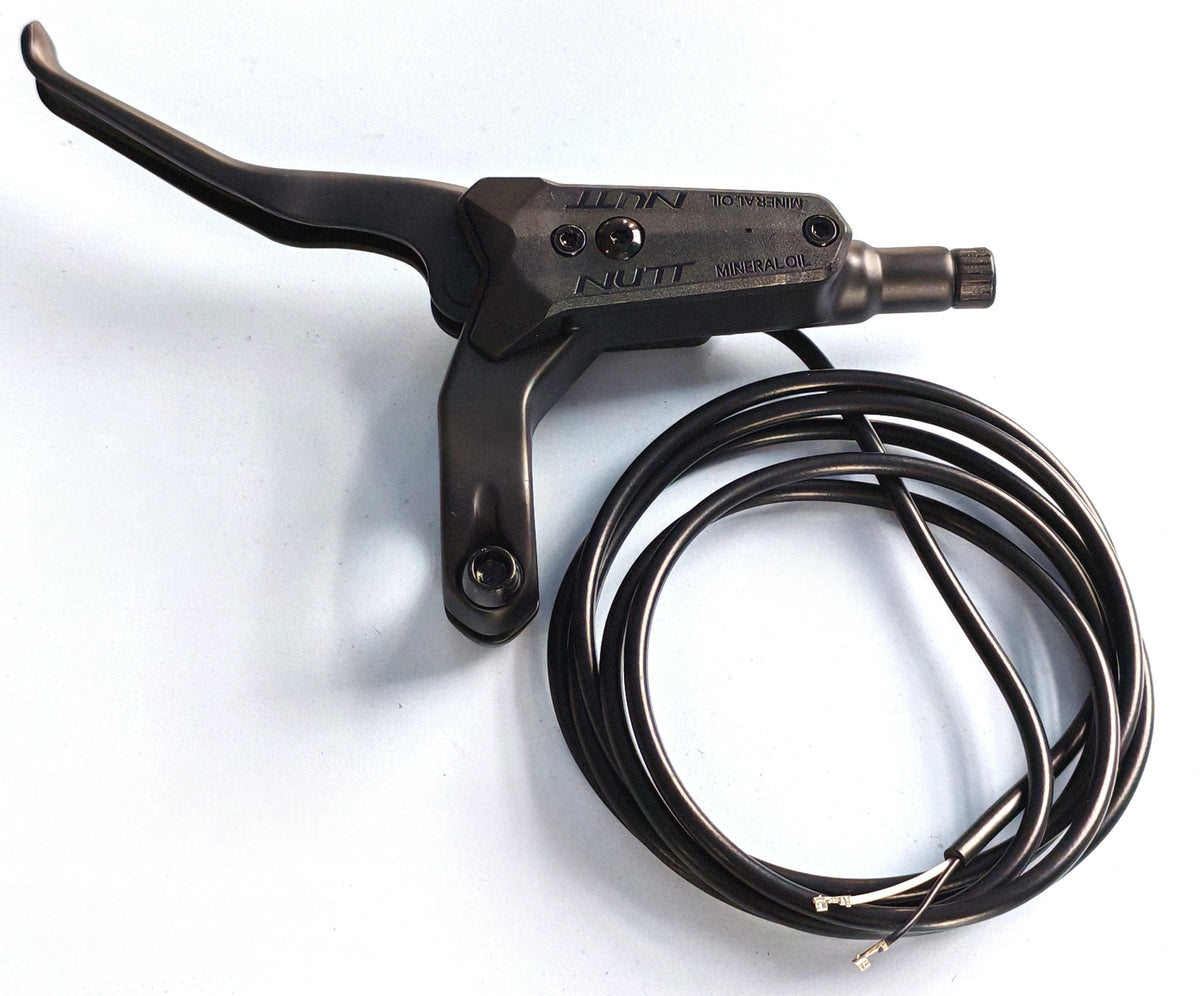 Poignée de frein hydraulique gauche noire NUTT avec son câble de coupure enroulé