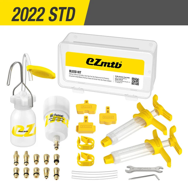 Kit complet de purge de frein hydraulique EZmtb avec seringues, flacon, bocal et embouts
