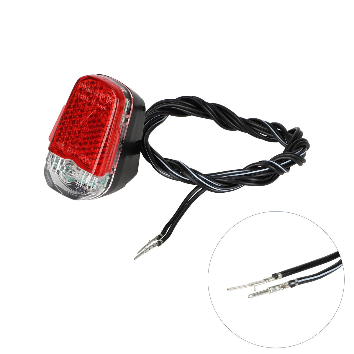 Feu arrière LED rouge et blanc pour trottinette électrique avec son câble de connexion