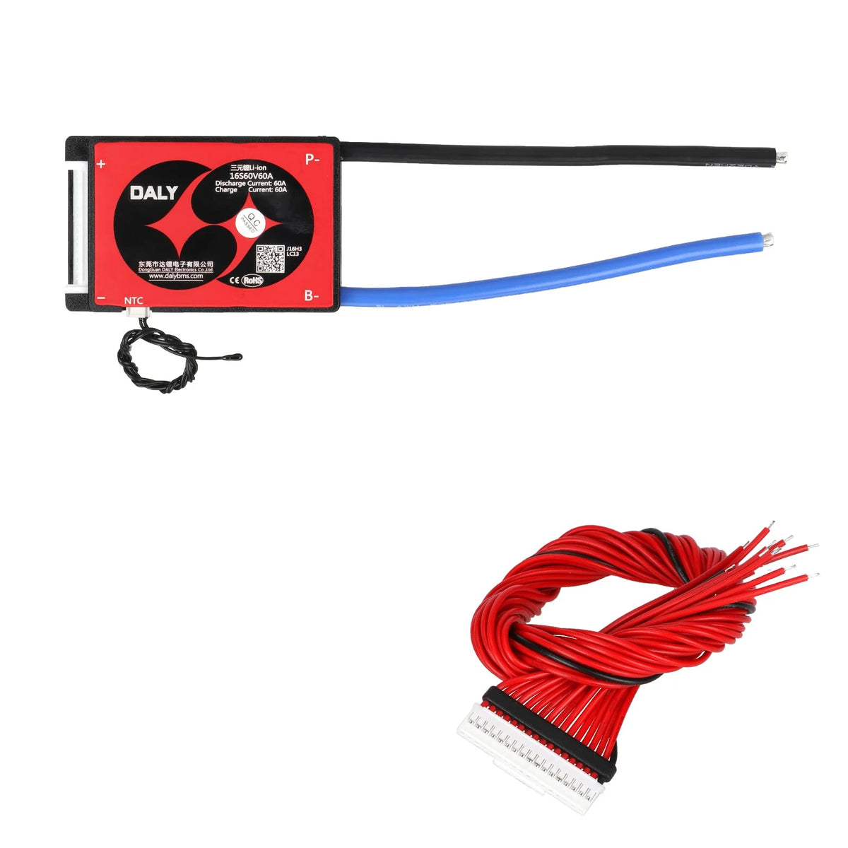 BMS Daly 60V 60A 16S avec sa nappe de câblage