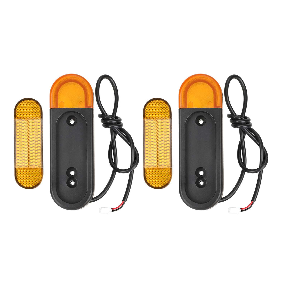 Paire de clignotants arrière orange et noirs 12V avec réflecteurs pour trottinette électrique