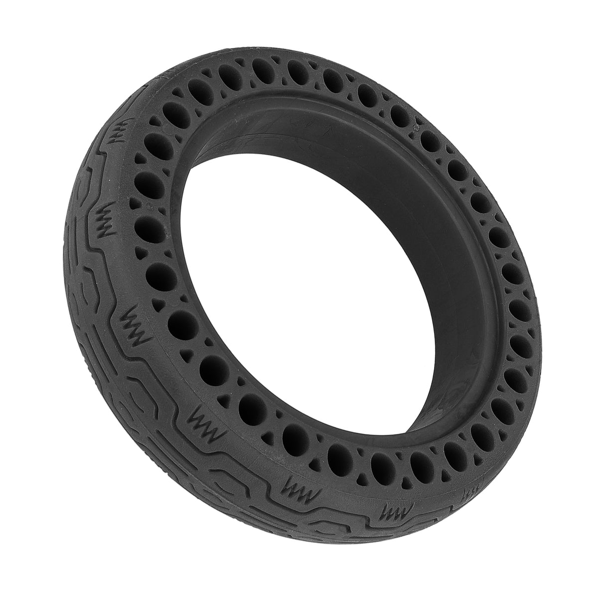 Pneu plein alvéolé noir 8,5 pouces pour trottinette électrique vu en trois-quarts