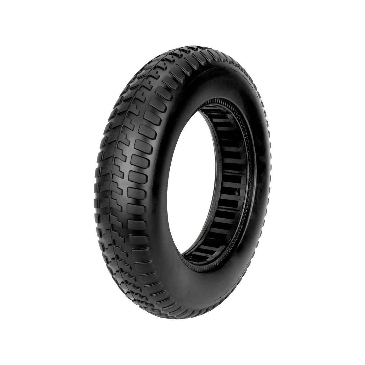 Pneu plein 10 pouces noir pour trottinette électrique vu de trois-quarts
