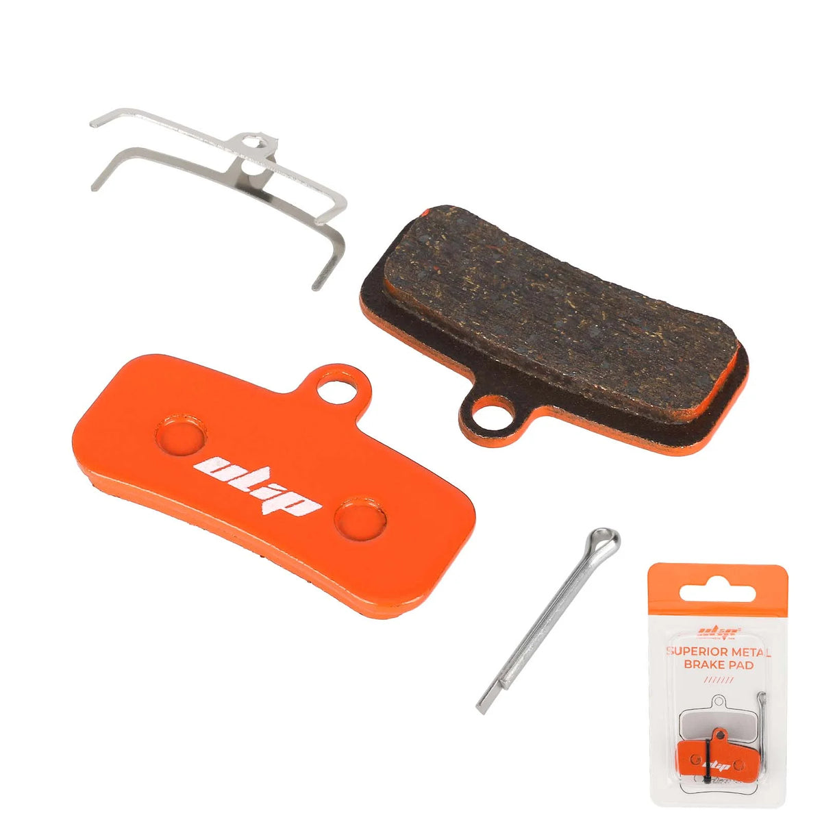 Jeu de plaquettes de frein orange avec ressort et goupille