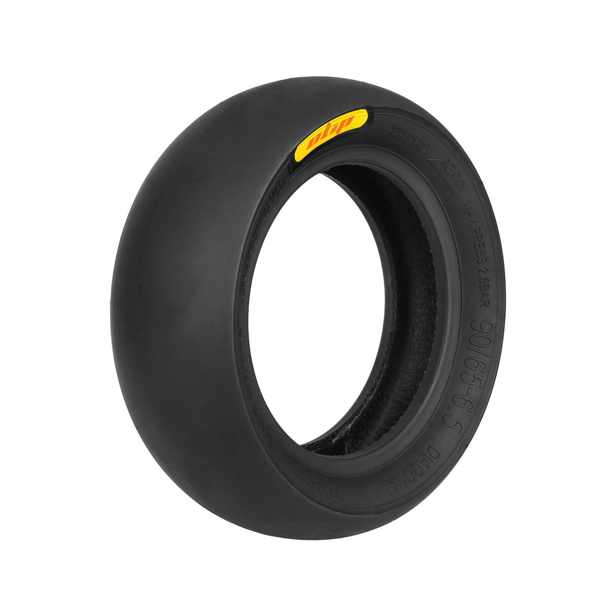Pneu tubeless slick 11 pouces noir vu de trois-quarts