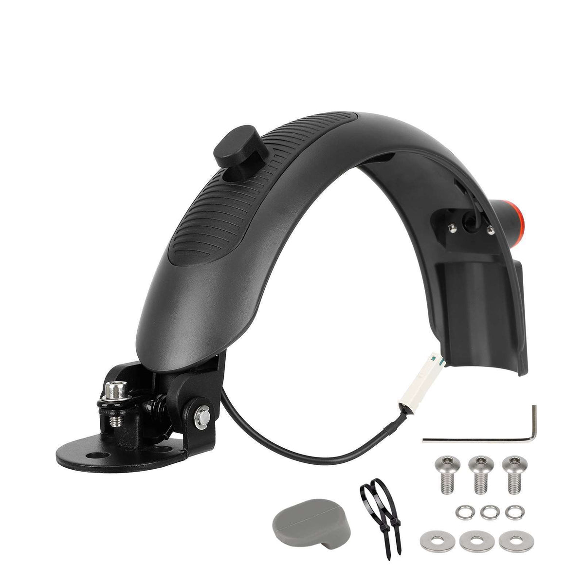 Garde-boue arrière gris pour trottinette électrique avec support métallique et visserie de montage