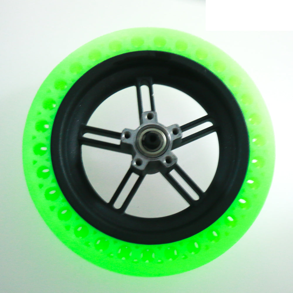 Jante avec Pneu Plein Alvéolé 8,5 Pouces (8 1/2x2) Vert Fluo, vue 2