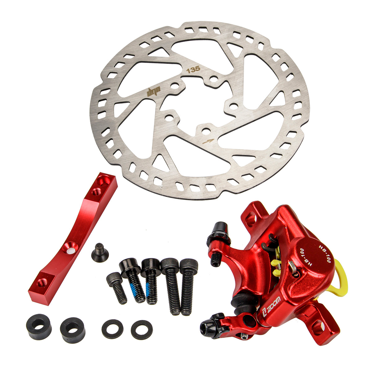 Kit de Frein Semi-Hydraulique Xtech HB100 avec Disque 135 mm et Adaptateur Rouge