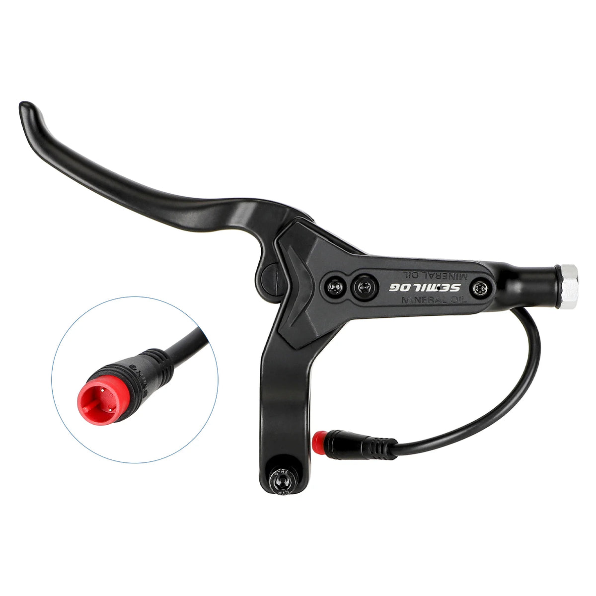 Poignée de frein hydraulique gauche noire avec câble de coupure moteur et connecteur 2 broches rouge