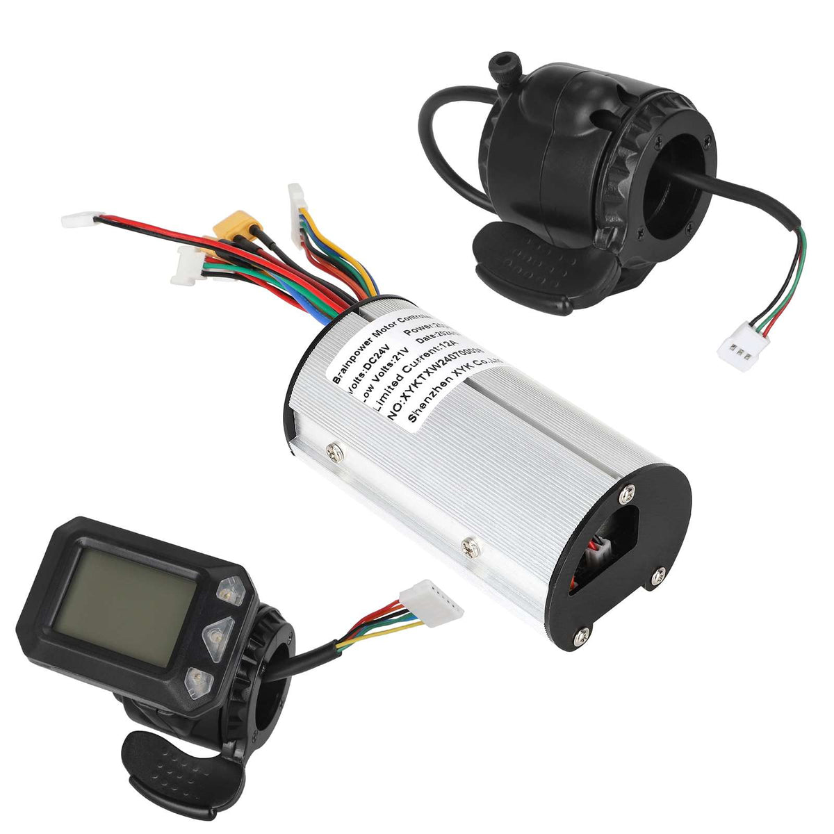 Kit avec contrôleur 24V, afficheur LCD et gâchette d'accélérateur pour trottinette électrique