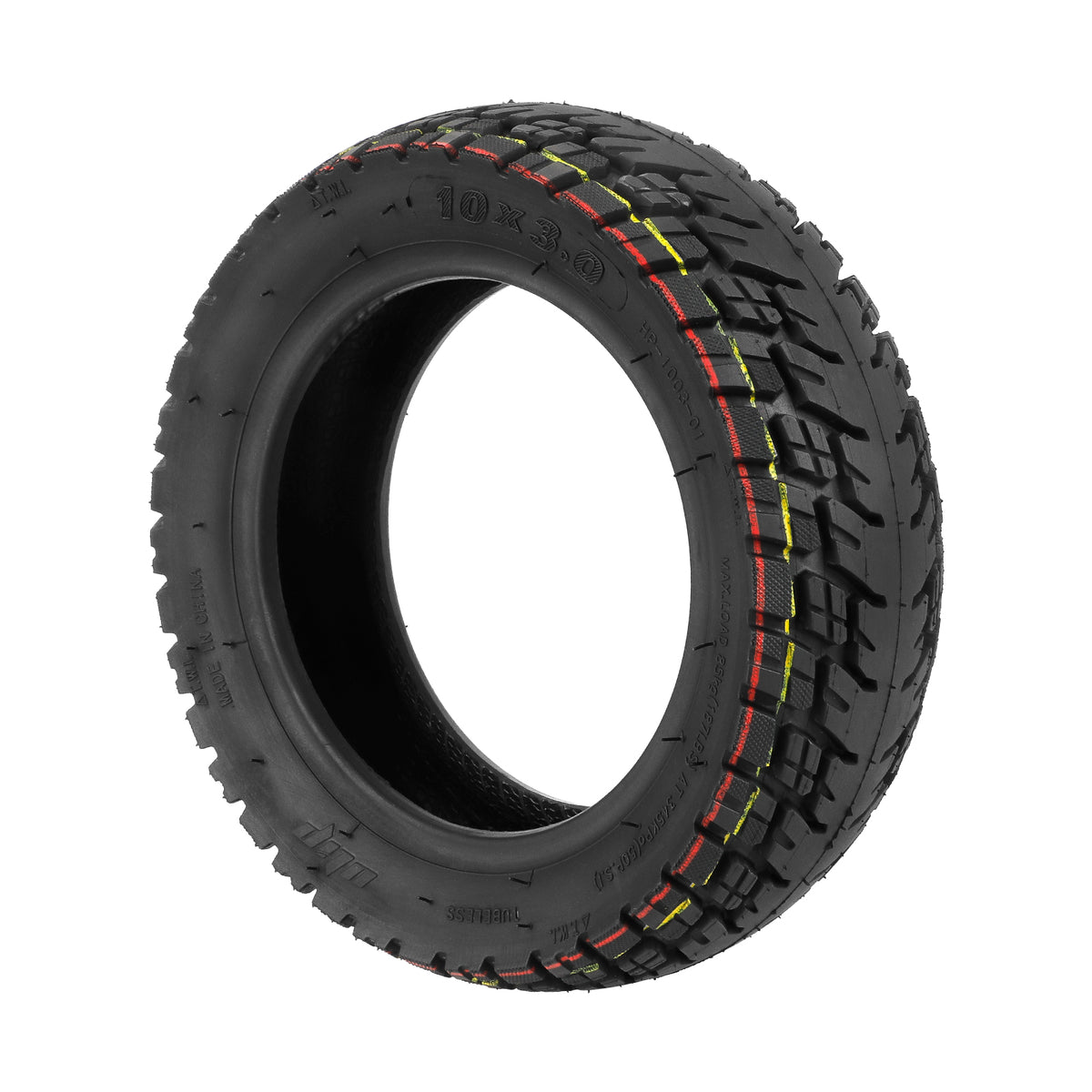 Pneu tubeless tout-terrain 10 pouces noir avec motifs crantés