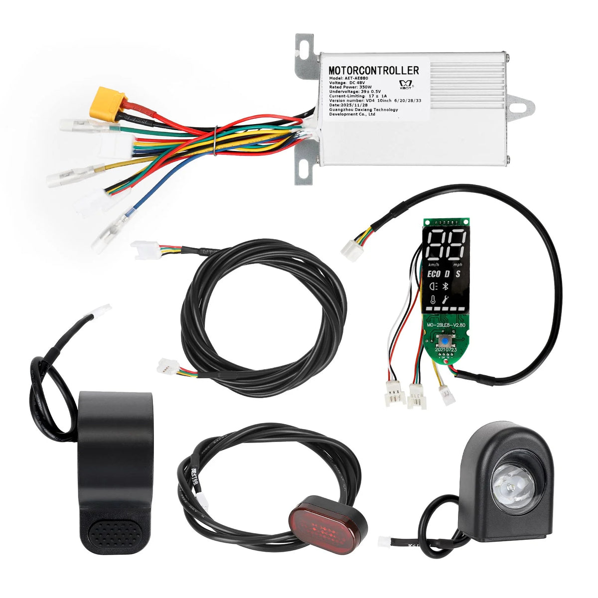 Kit complet de réparation comprenant un contrôleur 48V, une carte Bluetooth avec écran, des feux et un accélérateur