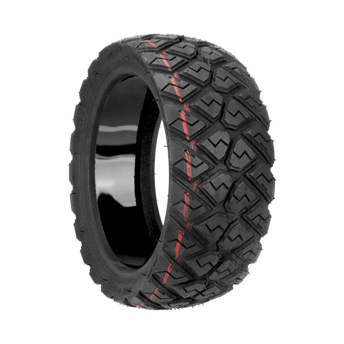 Pneu tubeless tout-terrain 10 pouces noir avec bande rouge anti-crevaison