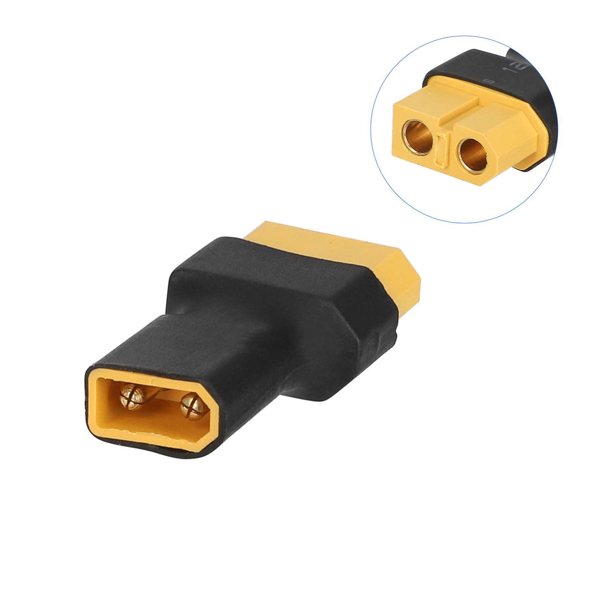 Adaptateur de connecteur XT30 mâle vers XT60 femelle noir et jaune