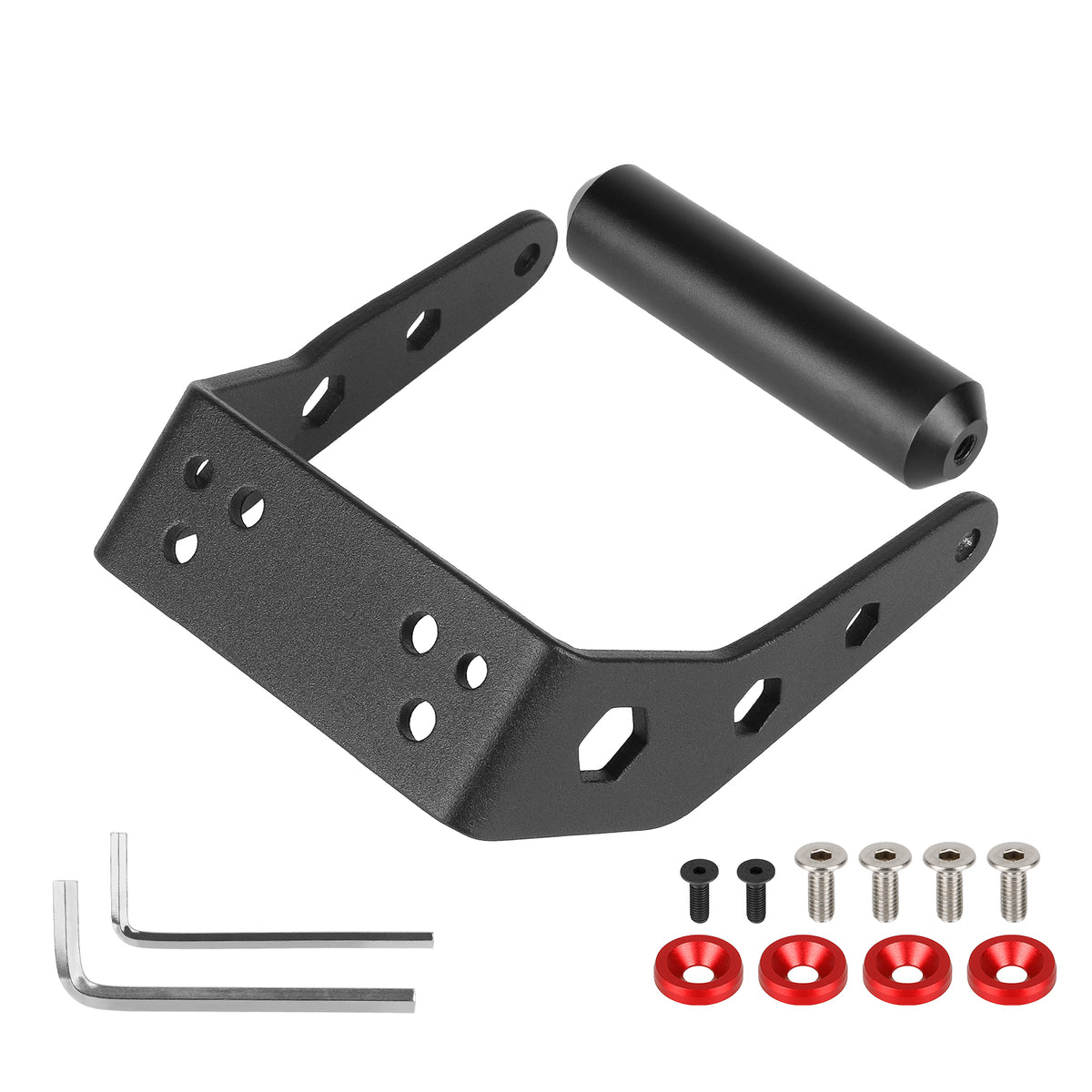 Poignée de transport arrière en aluminium noir et kit de fixation avec rondelles rouges