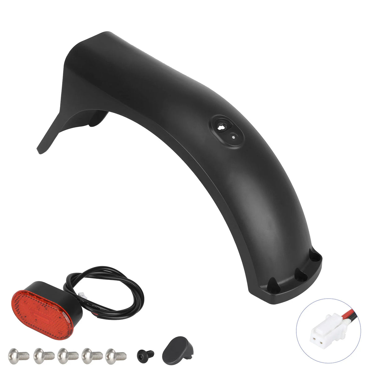 Garde-boue arrière noir avec feu arrière et visserie pour trottinette électrique