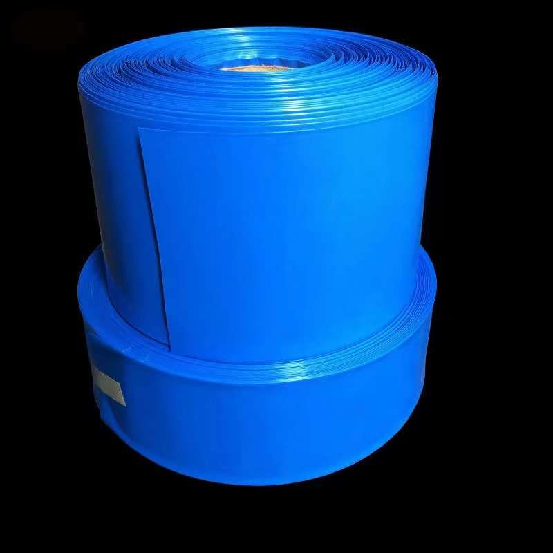 Rouleau de gaine thermorétractable en PVC bleu de 150mm de largeur