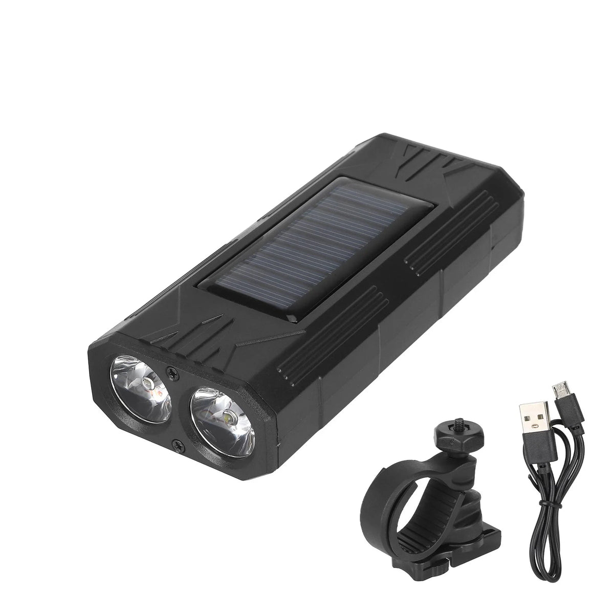 Phare Avant Solaire USB Double Optique 1200mAh, vue 3