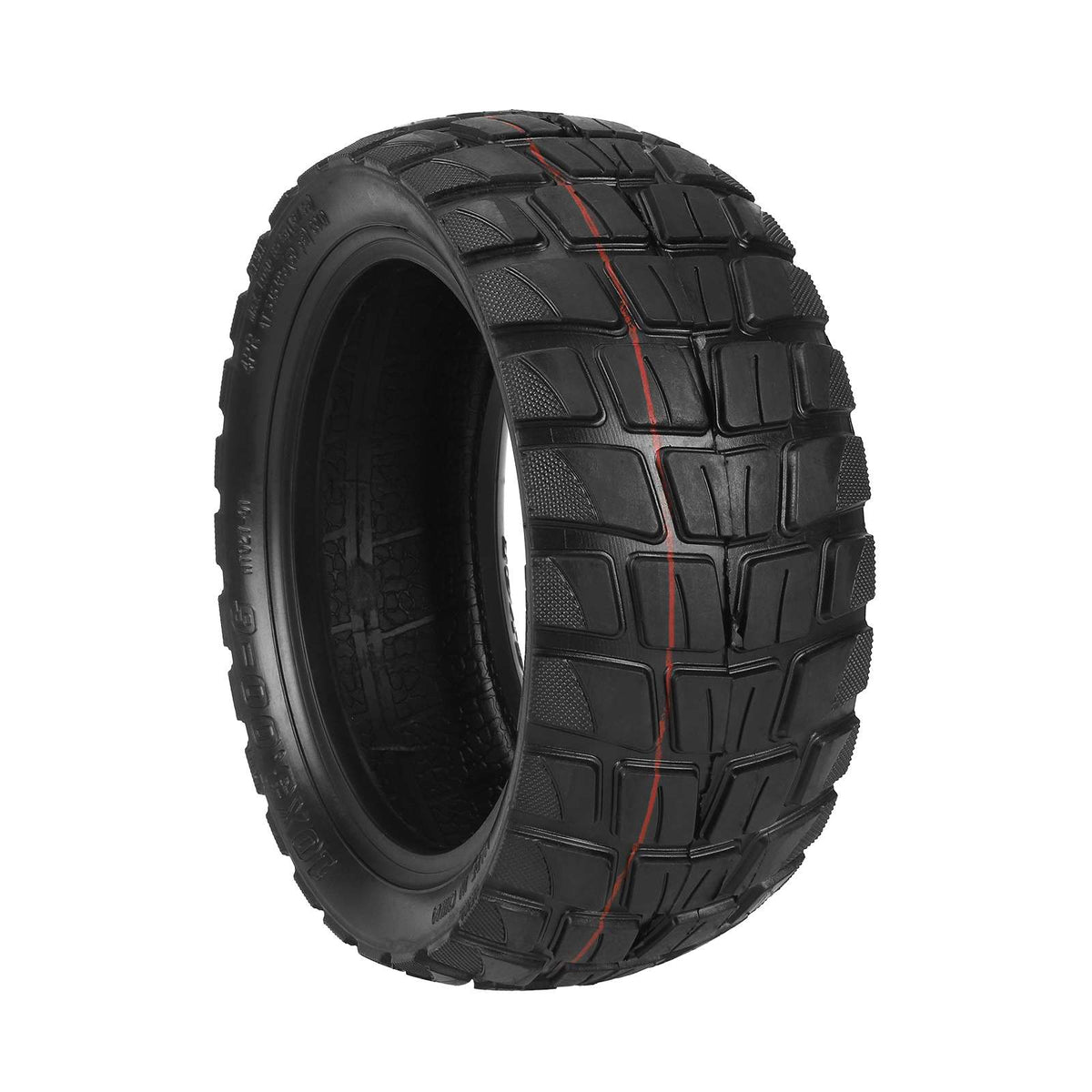 Pneu tubeless tout-terrain 10 pouces noir pour trottinette électrique vu de trois-quarts