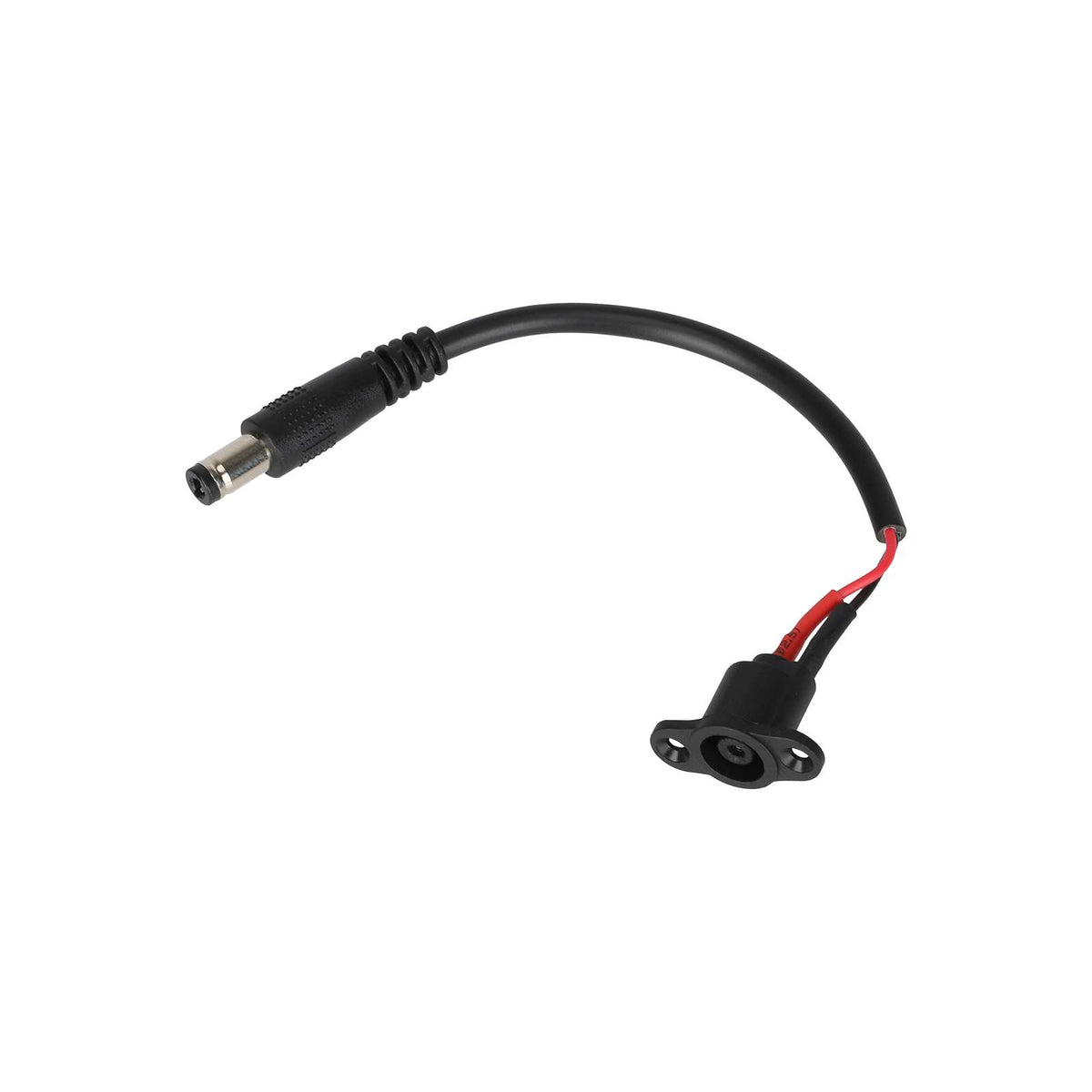 Câble adaptateur de port de charge DC 2,5 mm noir sur fond blanc