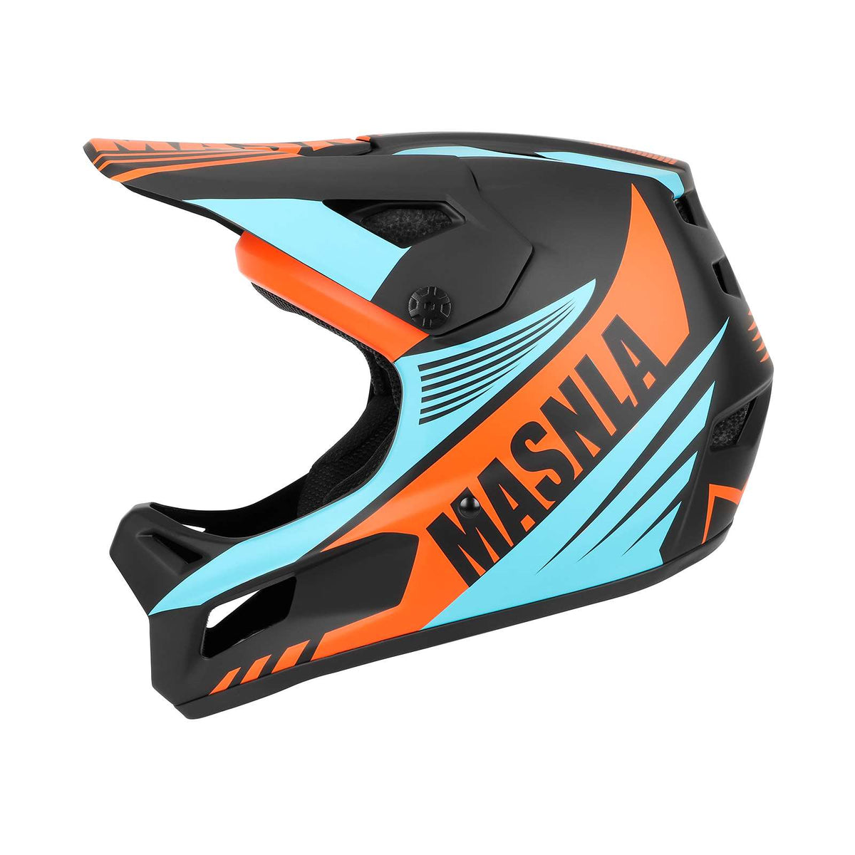 Casque Cross Tout-Terrain Noir et Bleu et Orange / L