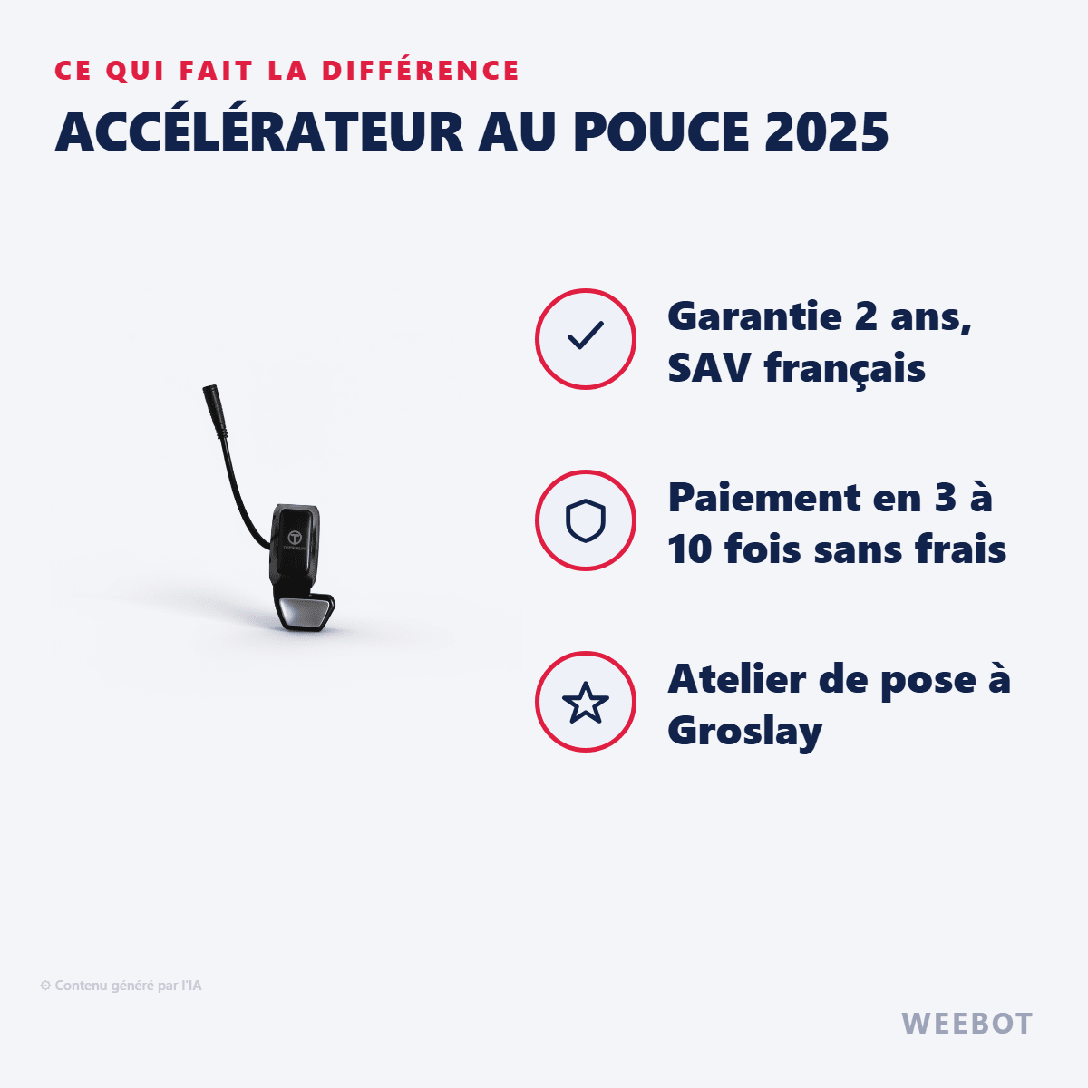 Accélérateur au Pouce 2025 pour Trottinette Électrique Teverun - Weebot