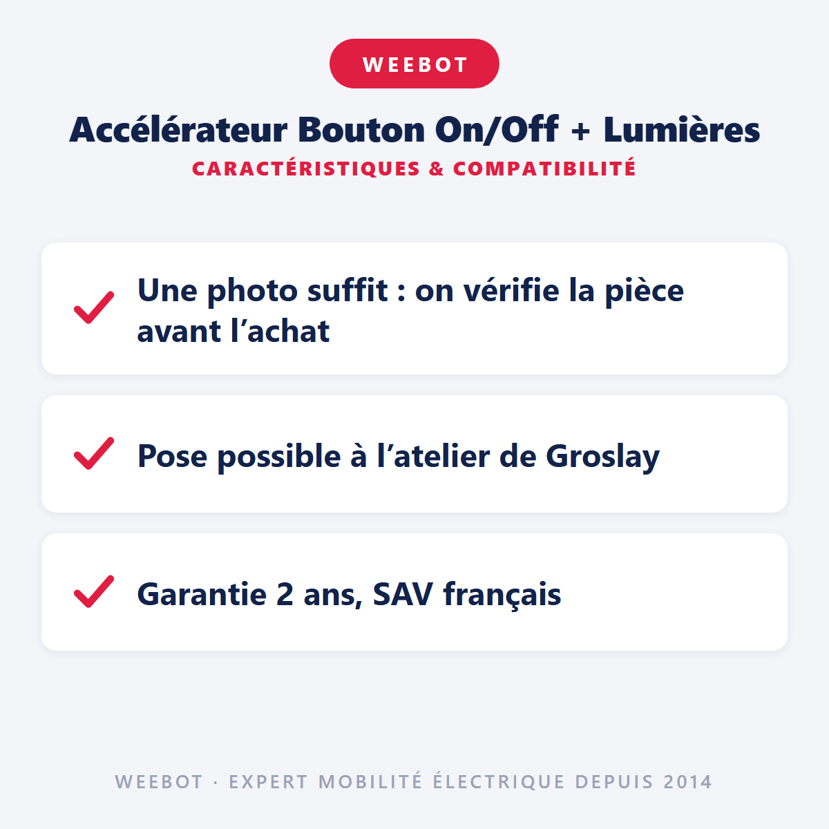 Accélérateur Bouton On/Off + Lumières Pour Trottinette Électrique - Weebot