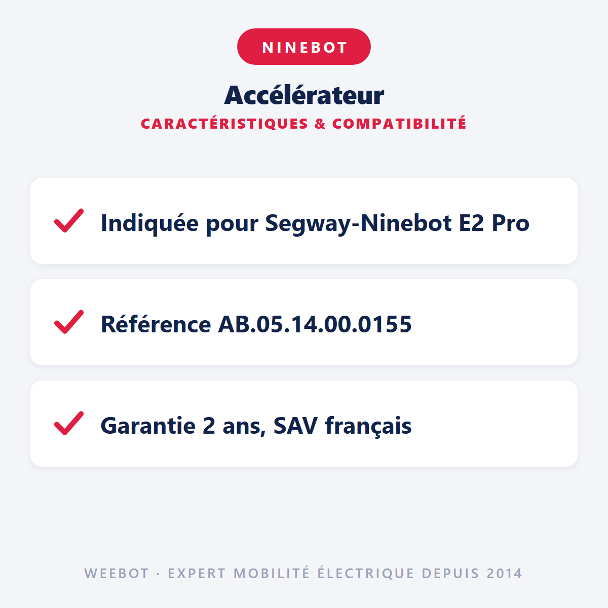 Accélérateur Pour Trottinette Électrique Ninebot Segway E2/E2 Plus/E2 Pro - Weebot