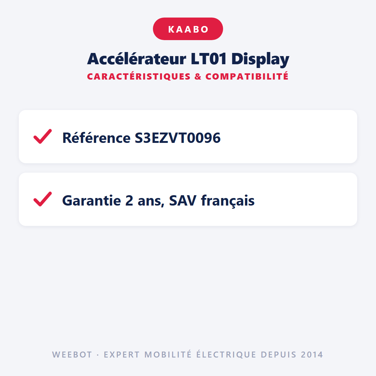 Accélérateur LT01 Display : caractéristiques et compatibilité