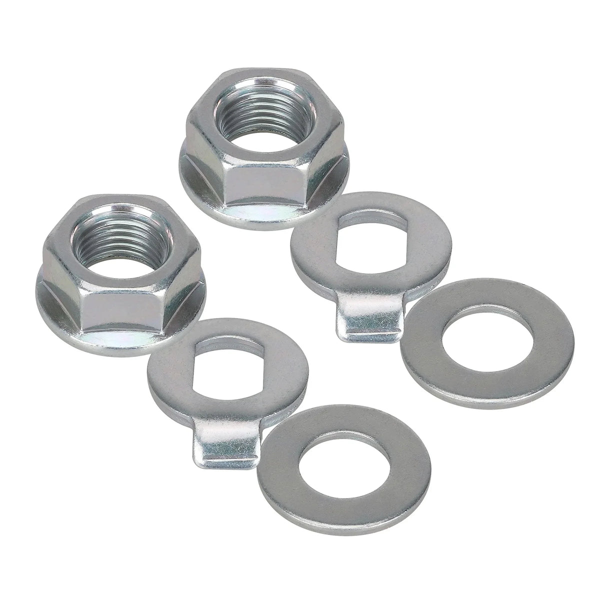 Deux écrous de moteur et quatre rondelles de fixation métalliques