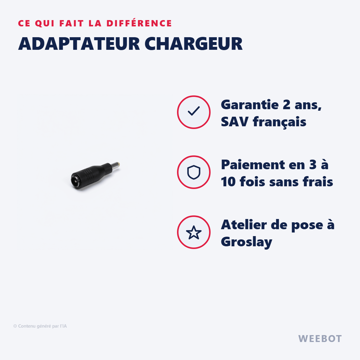 Adaptateur chargeur pour Trottinette Electrique E-Twow GT - Weebot