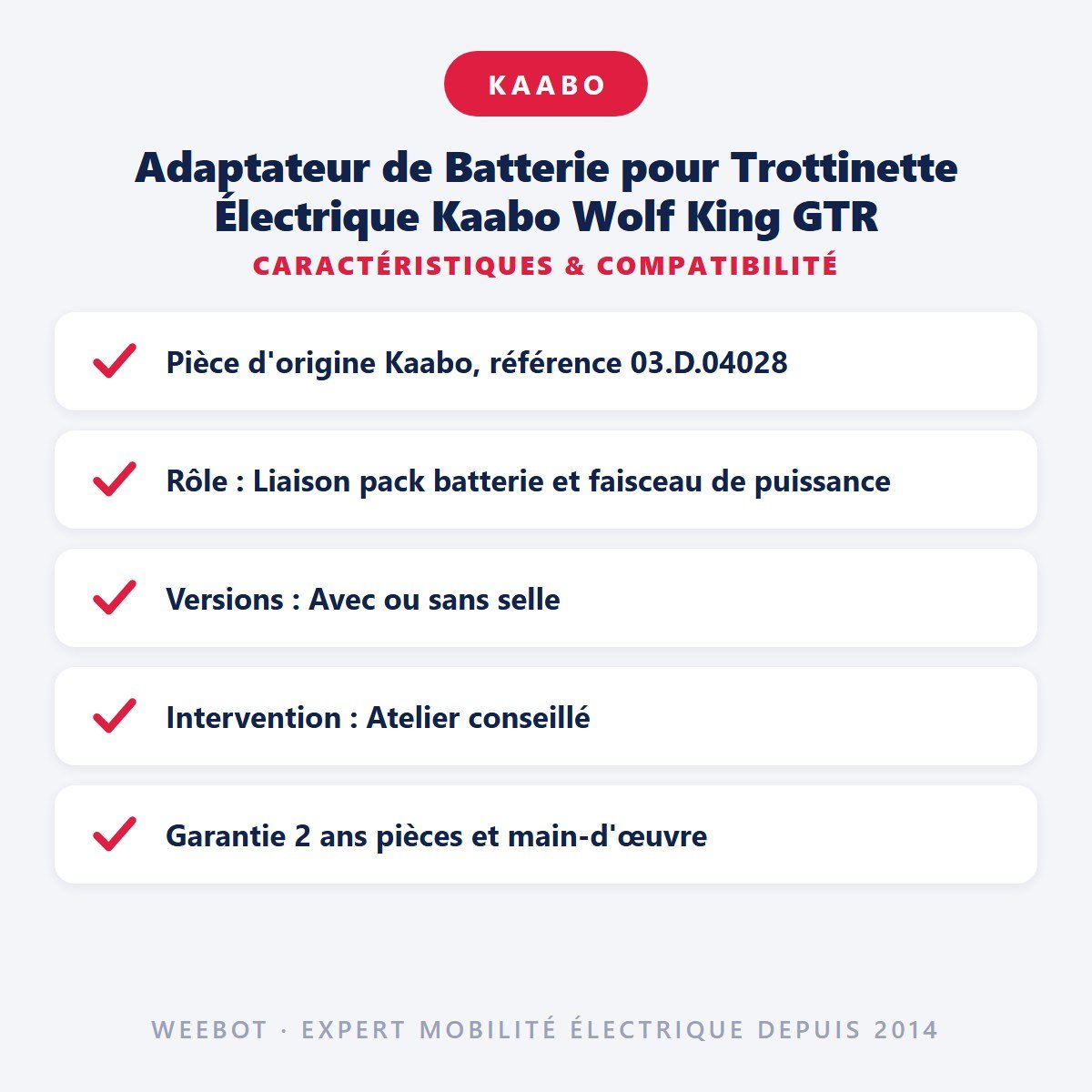 Adaptateur de Batterie pour Trottinette Électrique Kaabo Wolf King GTR - Weebot