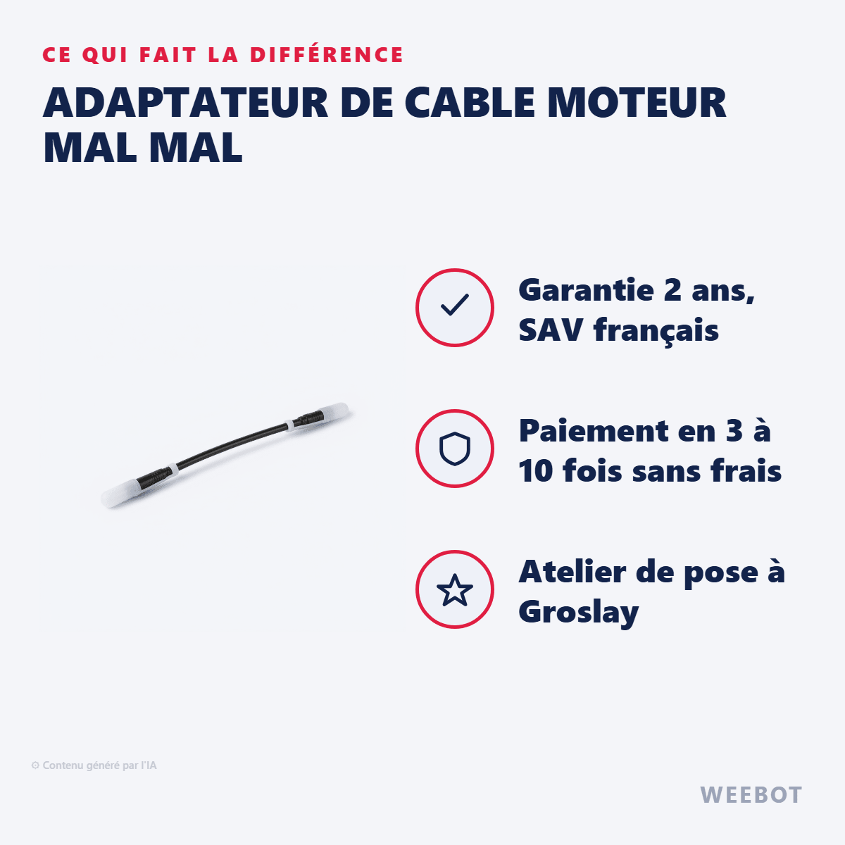 Adaptateur de Cable Moteur Mal Mal pour Trottinette Electrique - Weebot