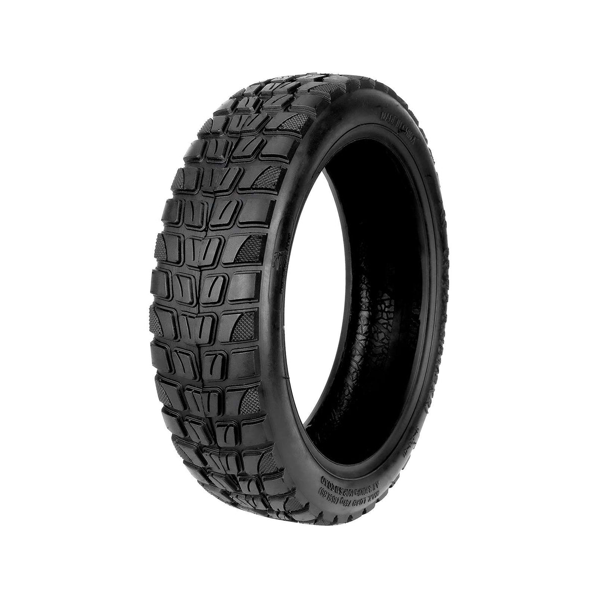 Pneu tubeless tout-terrain noir de 8,5 pouces pour trottinette électrique vu de trois-quarts