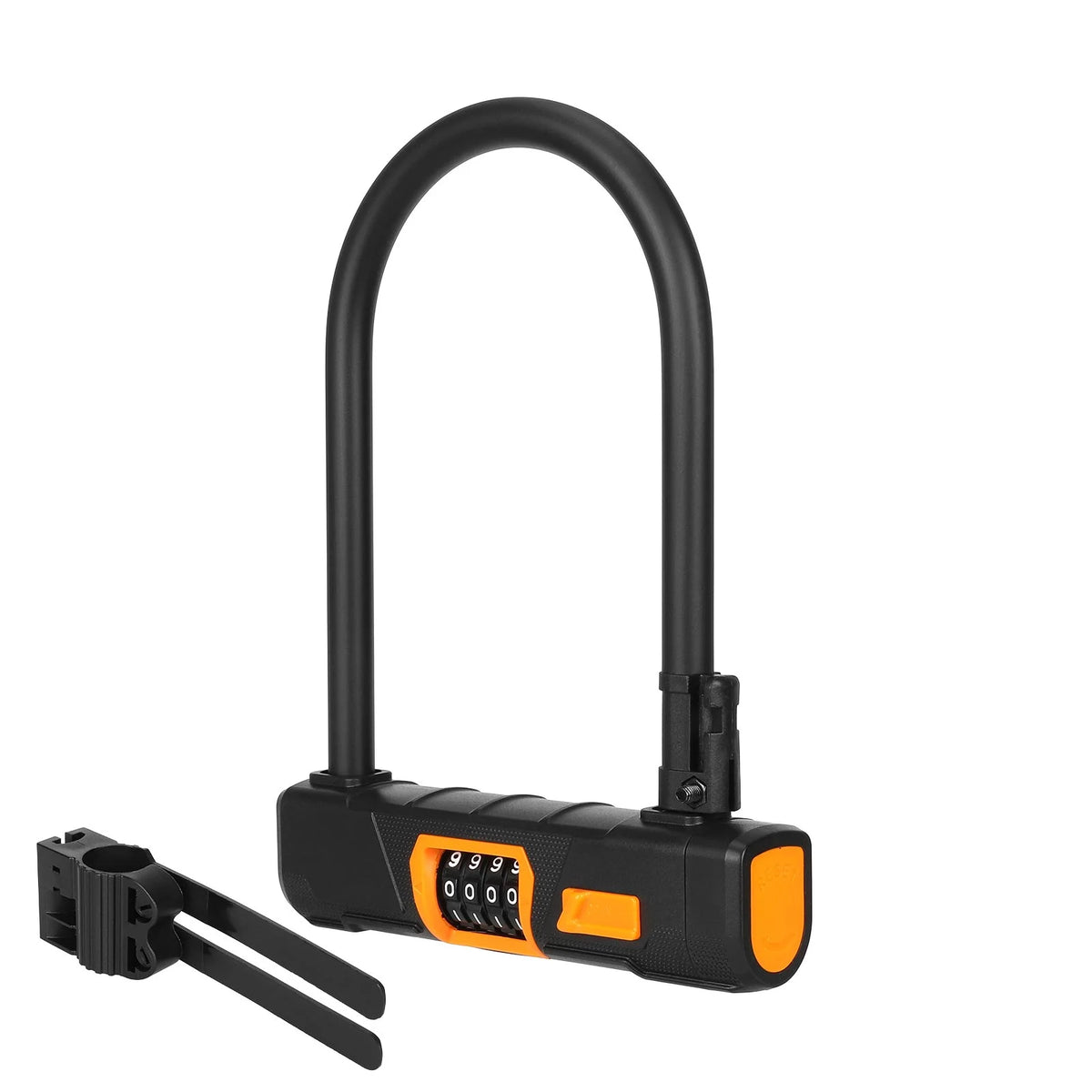 Antivol en U noir à combinaison de 4 chiffres avec son support de fixation