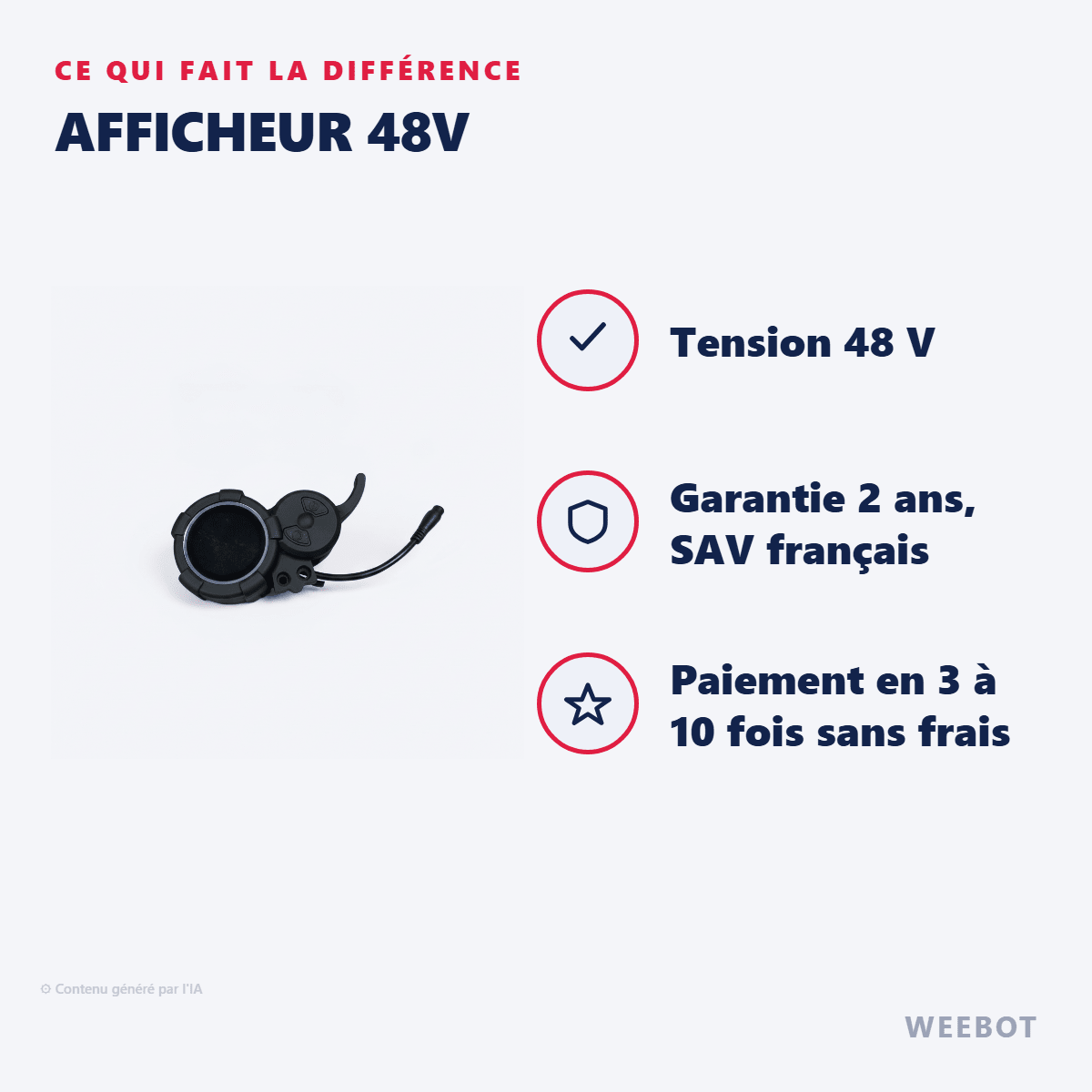 Afficheur 48V pour Trottinette Electrique Weebot Anoki X (Avec ou Sans Contacteur à Clef) - Weebot