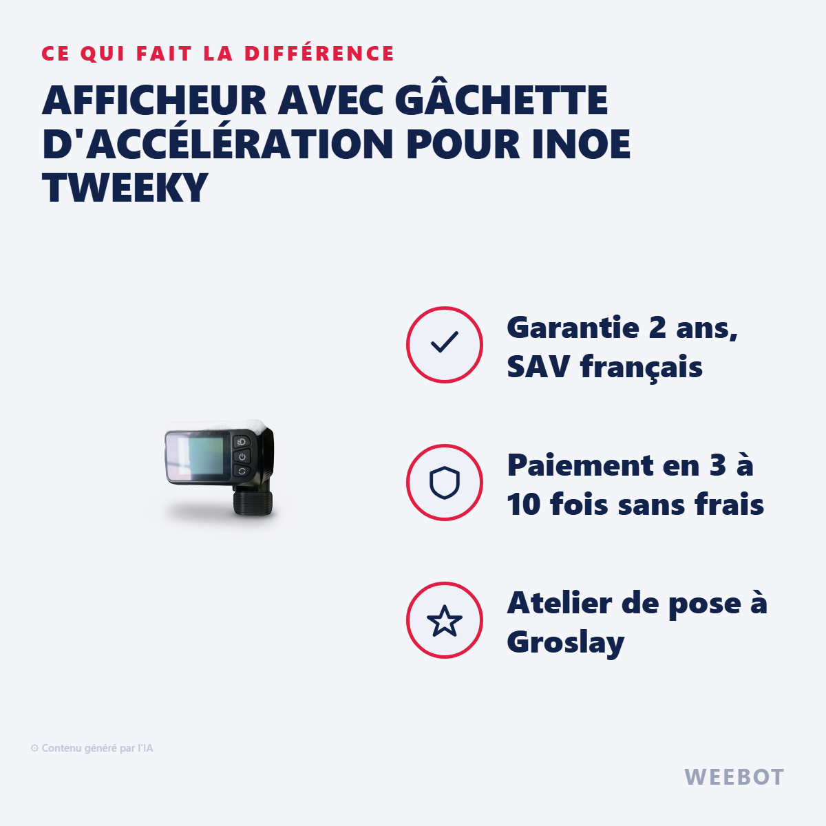 Afficheur avec Gâchette D'accélération pour Inoe Tweeky : les points forts