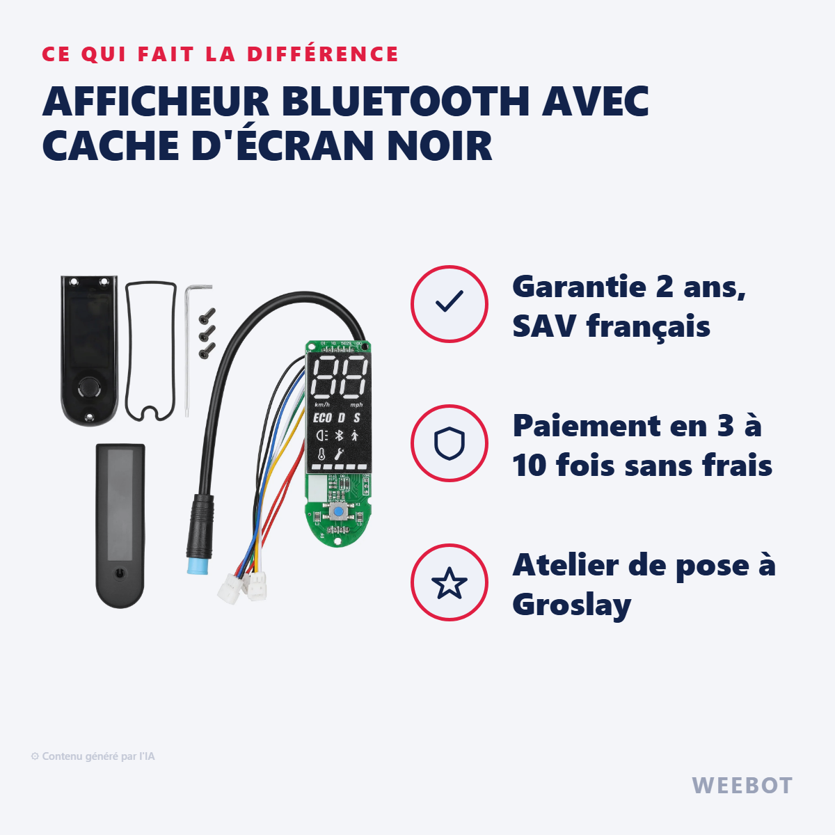 Afficheur Bluetooth avec Cache d'Écran Noir : les points forts