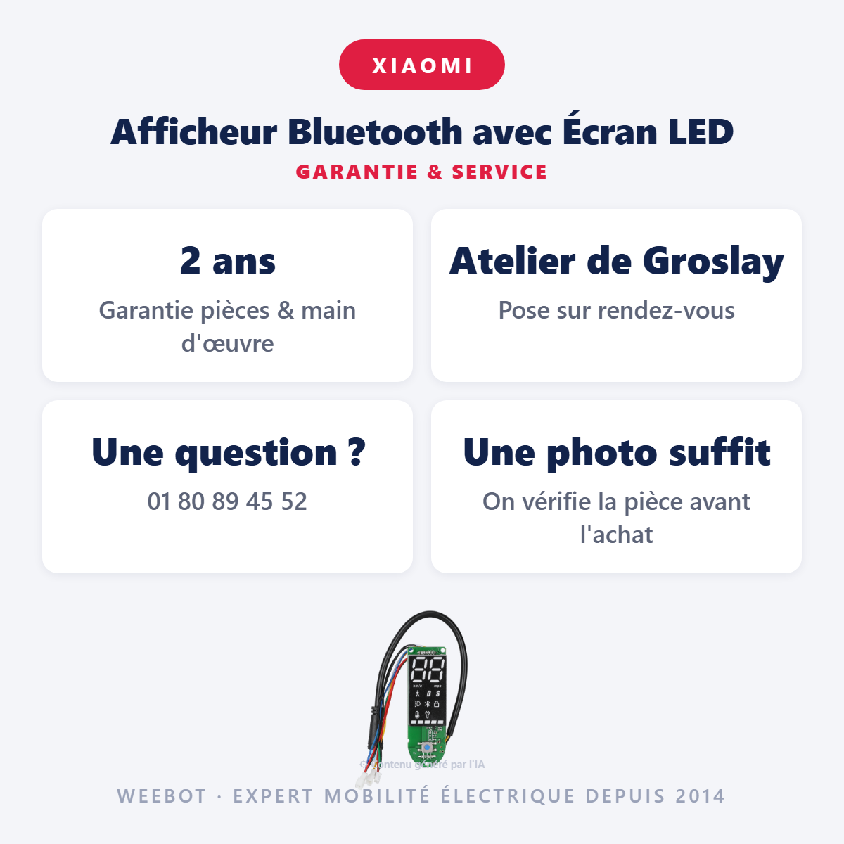 Afficheur Bluetooth avec Écran LED : garantie 2 ans et service après-vente