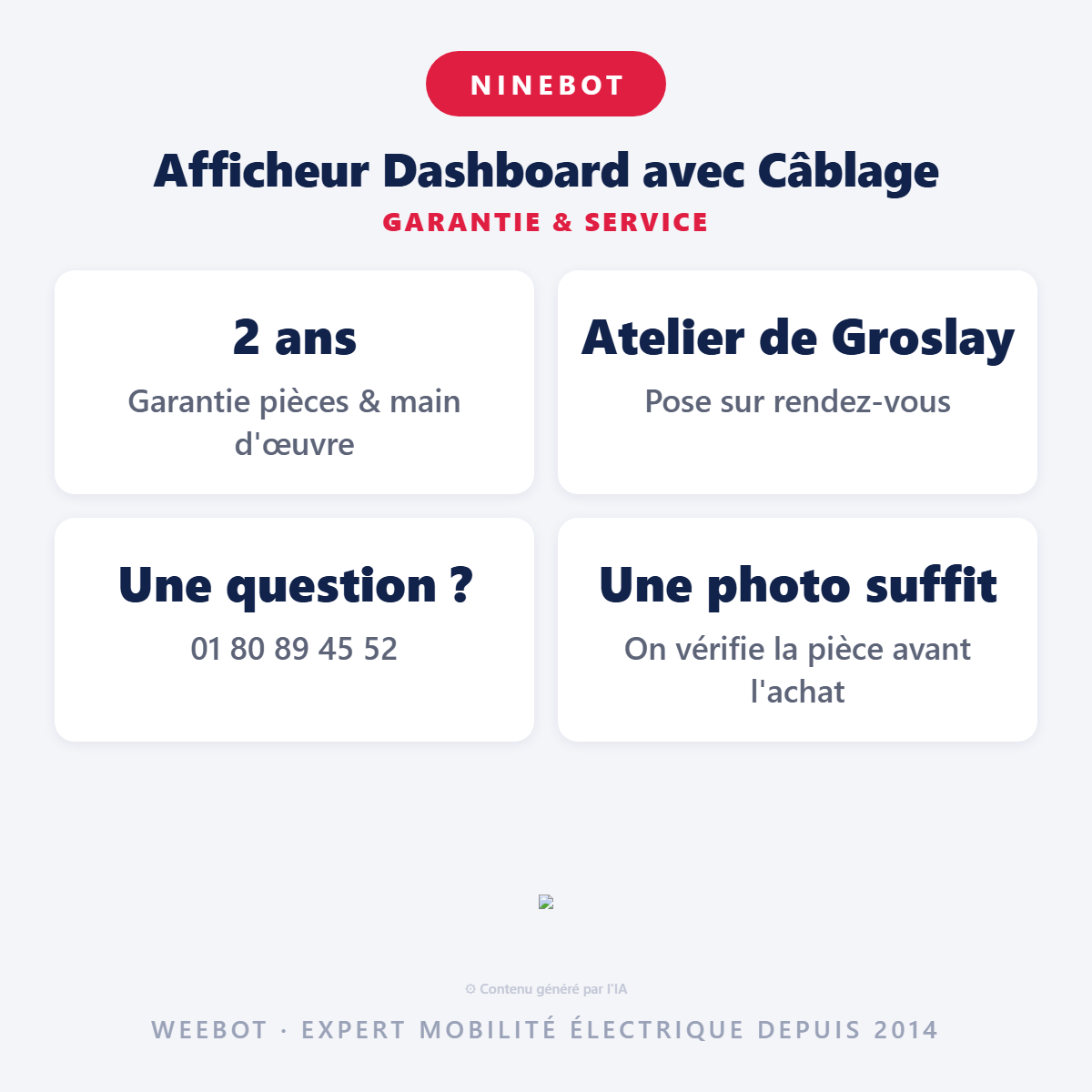 Afficheur Dashboard avec Câblage : garantie 2 ans et service après-vente