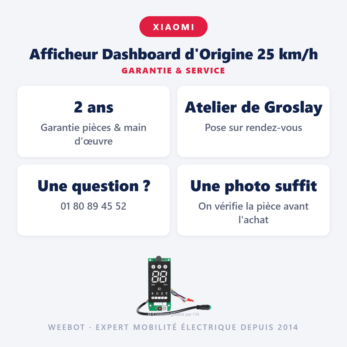 Afficheur Dashboard d'Origine 25 km/h : garantie 2 ans et service après-vente
