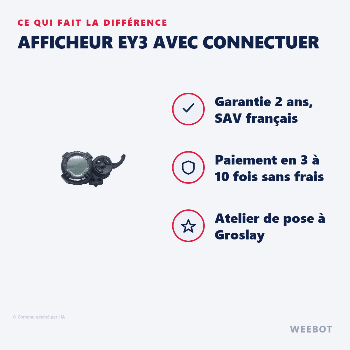 Afficheur EY3 avec Connectuer pour Trottinette Electrique Blade X - Weebot