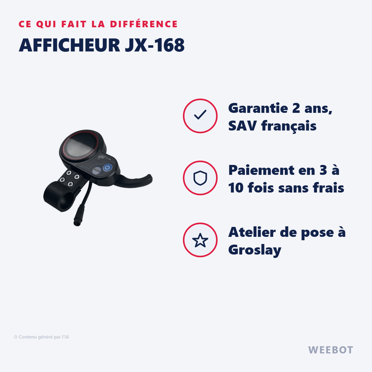 Afficheur JX-168 Pour Trottinette Électrique - Weebot