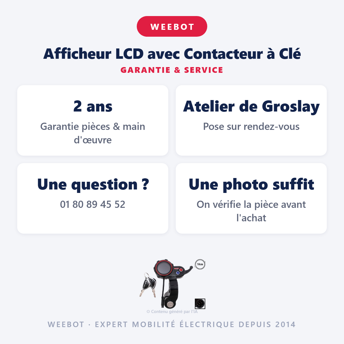Afficheur LCD avec Contacteur à Clé : garantie 2 ans et service après-vente