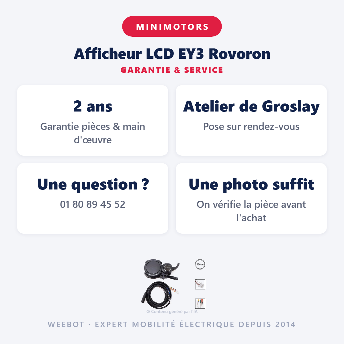 Afficheur LCD EY3 Rovoron : garantie 2 ans et service après-vente