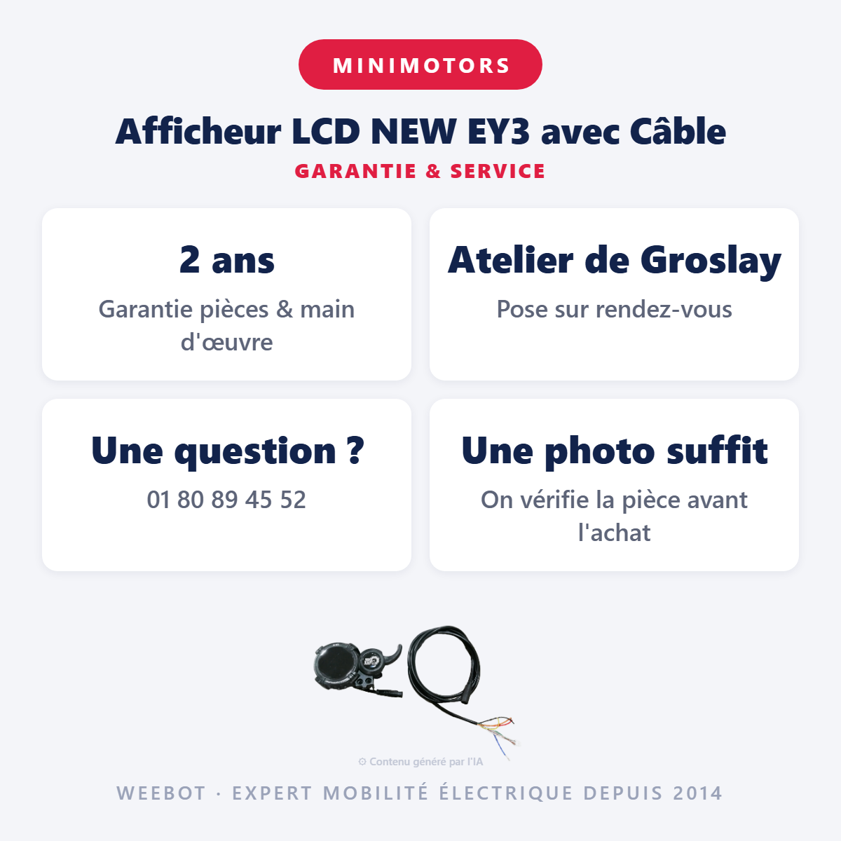 Afficheur LCD NEW EY3 avec Câble : garantie 2 ans et service après-vente