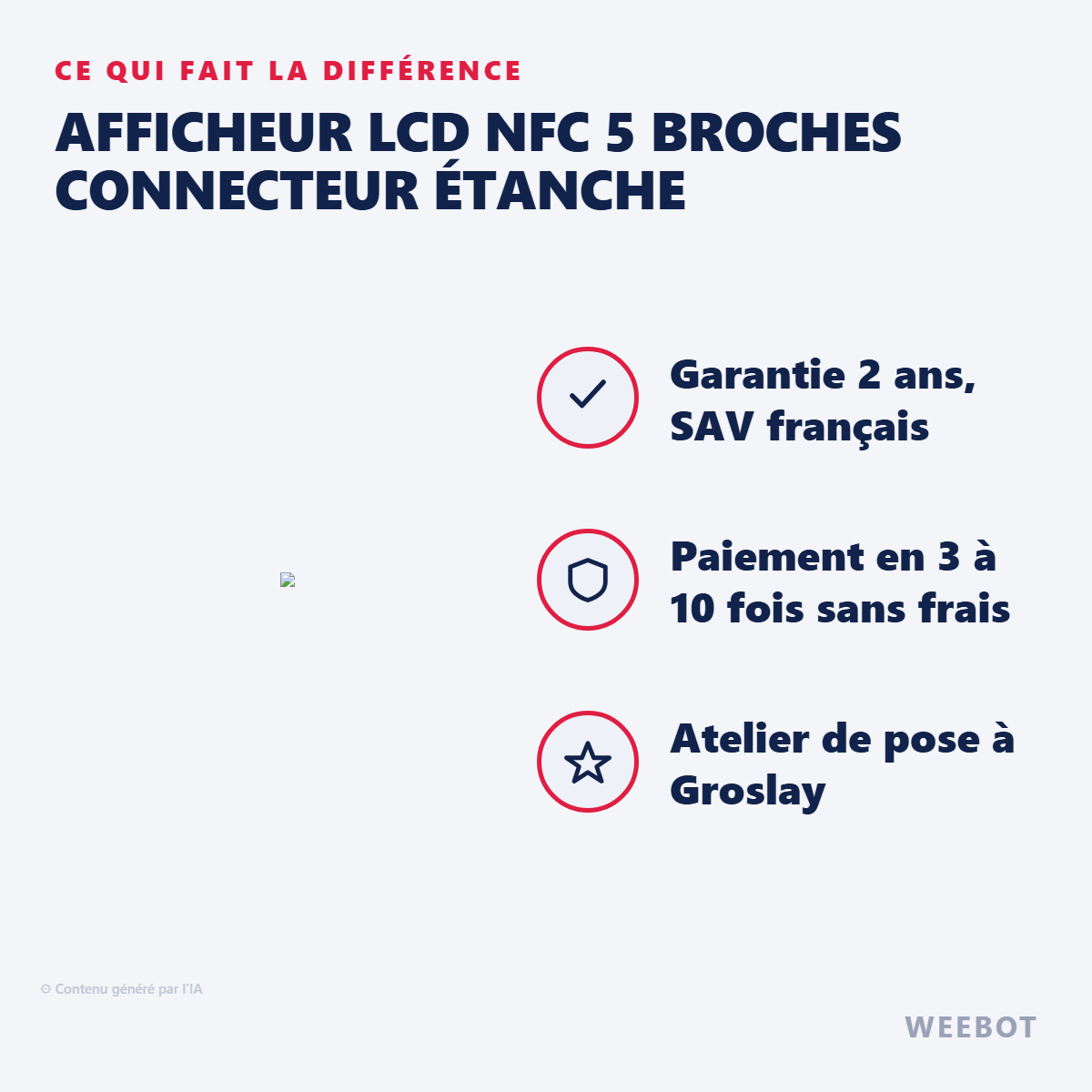 Afficheur LCD NFC 5 Broches Connecteur Étanche : les points forts