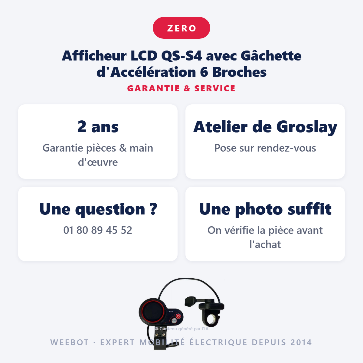 Afficheur LCD QS-S4 avec Gâchette d'Accélération 6 Broches : garantie 2 ans et service après-vente