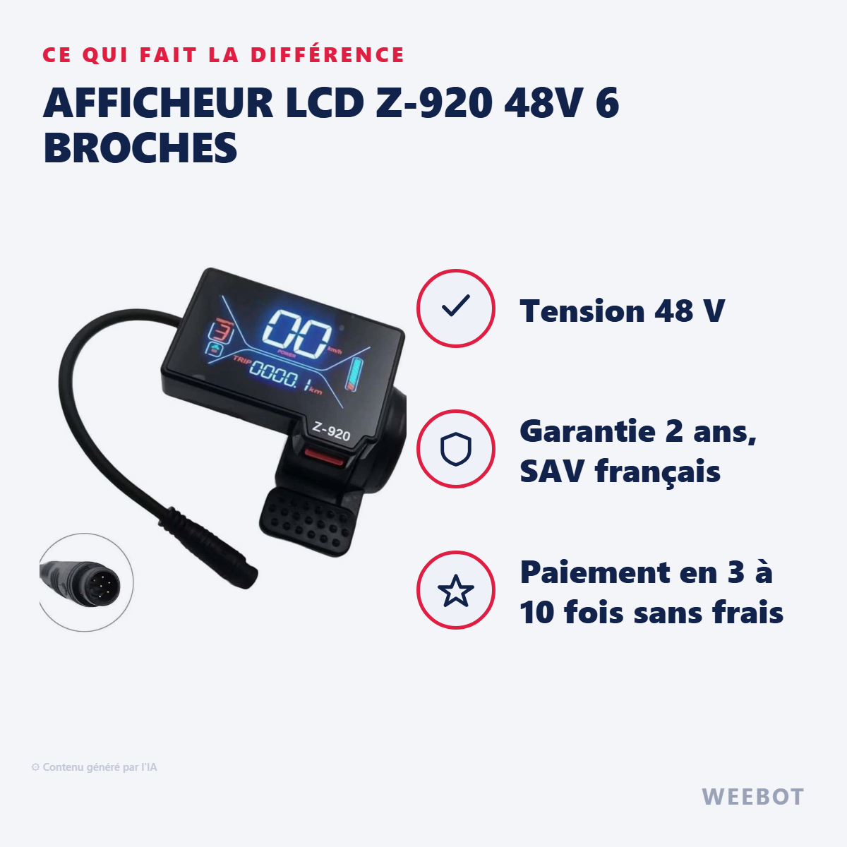 Afficheur LCD Z-920 48V 6 Broches : les points forts